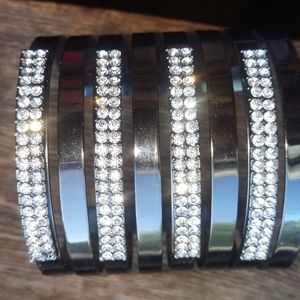 Large Cuff Crystal Black Bracelet